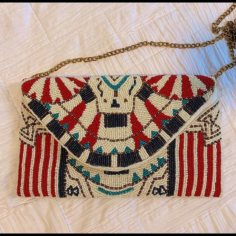 Beaded Chain Strap Crossbody Bag